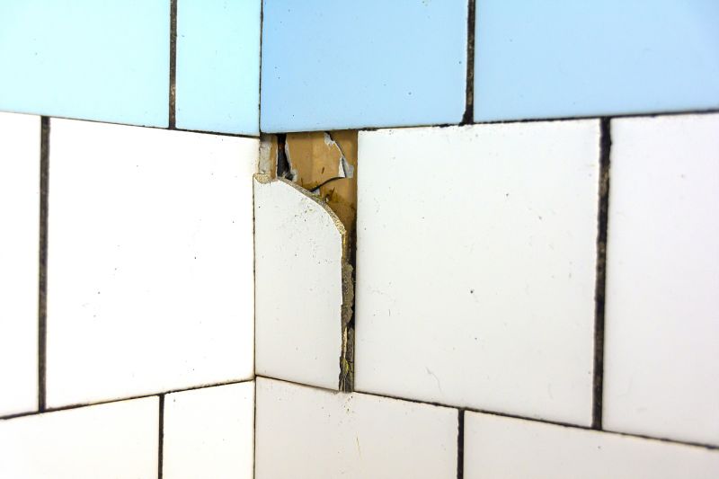 Damaged Exterior Tile Wall